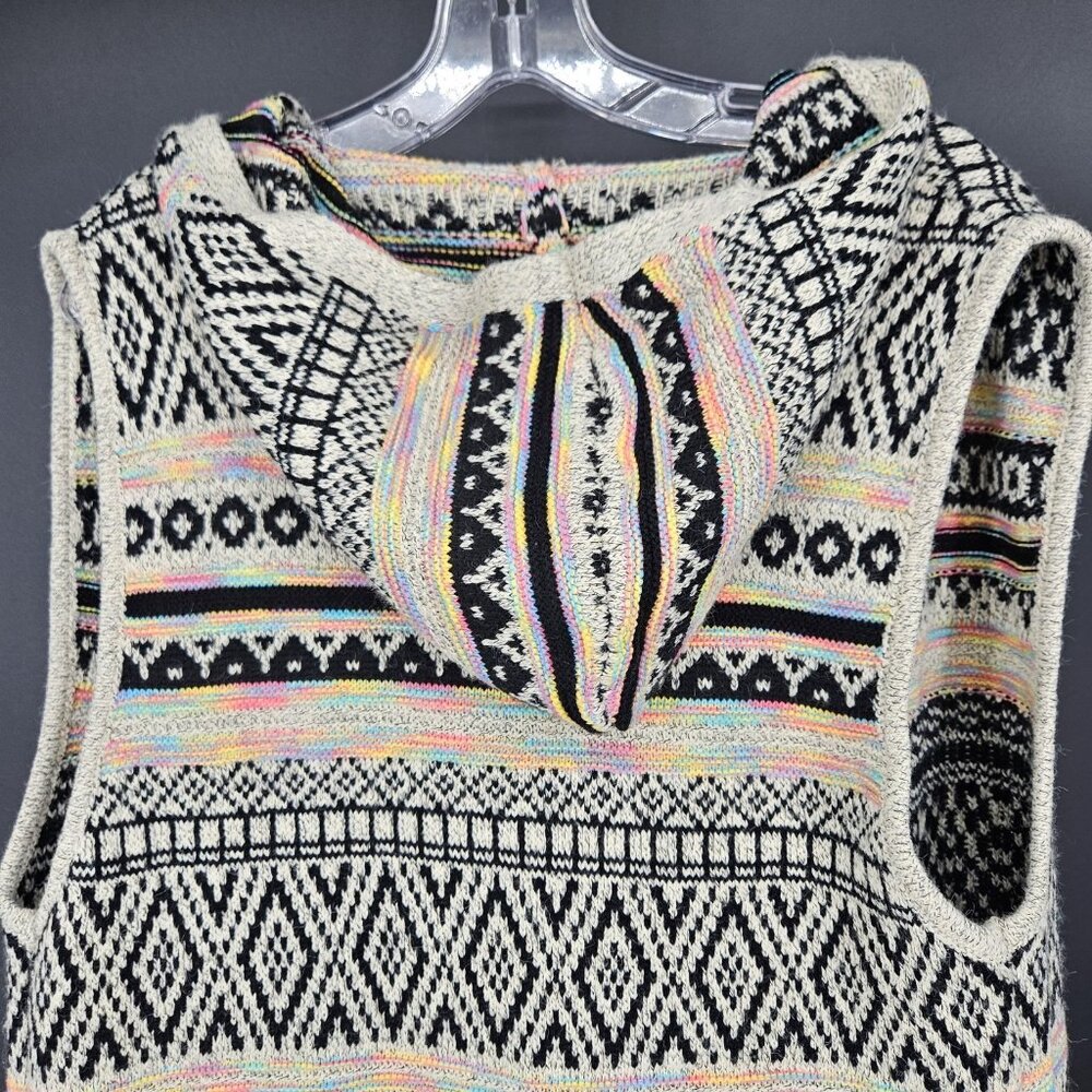 Monteau Sweater Vest Womens Large Hooded Knit Boho Pockets Layering Pullover - Picture 7 of 10